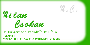 milan csokan business card